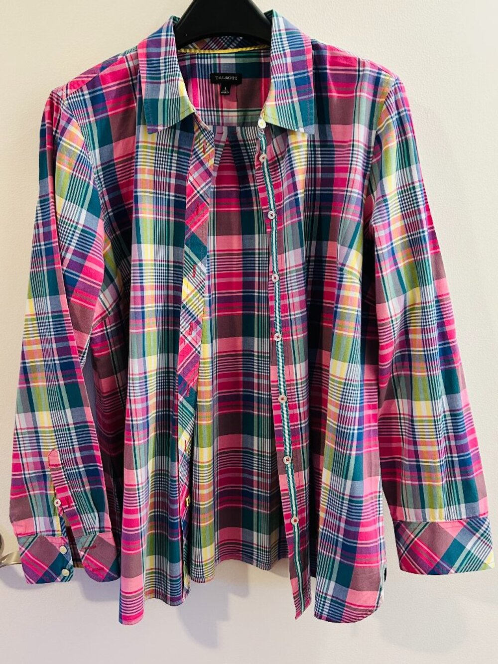 Talbots Plaid Cotton Blouse - Size L